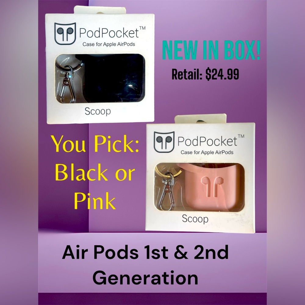 Air Pods 1st & 2nd Generation Case with Clip- Brand New In Box